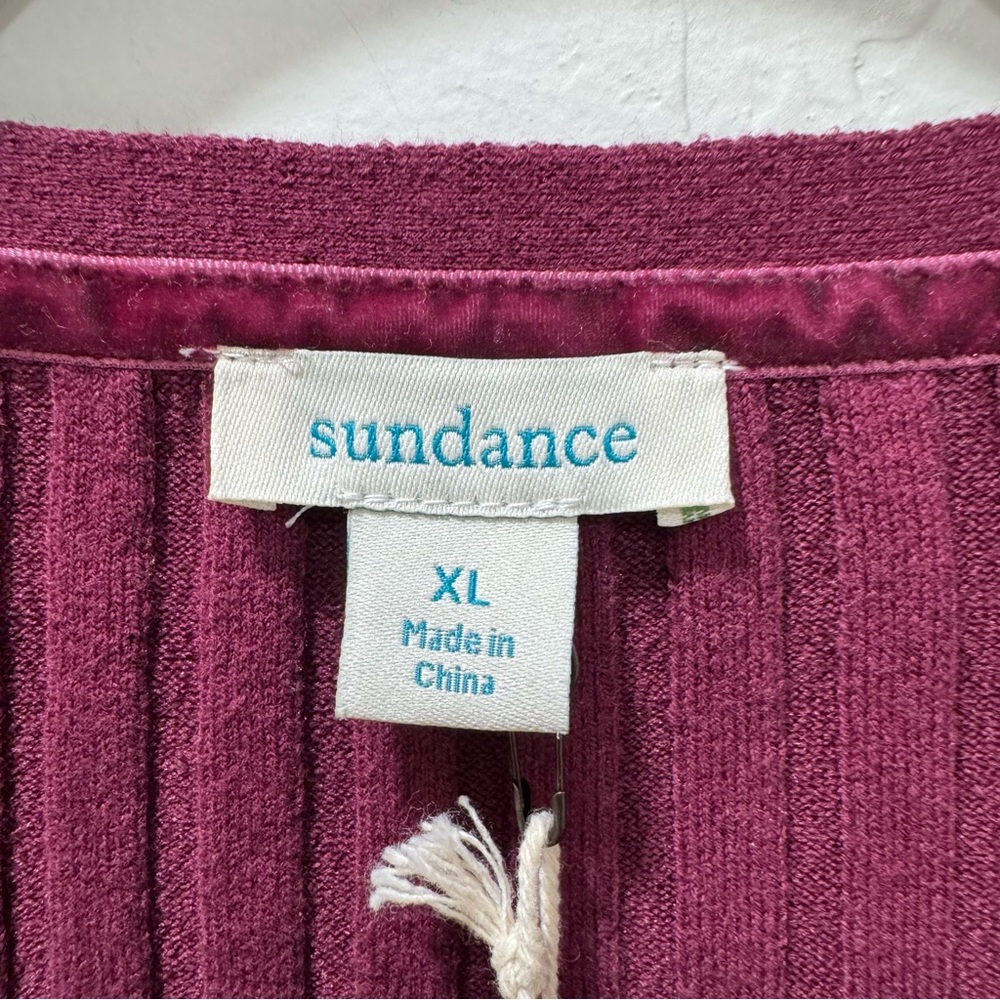 NWT Sundance Poet Legends Sweater VNeck Ribbed Organic Cotton Maroon Burgundy XL - Picture 5 of 9